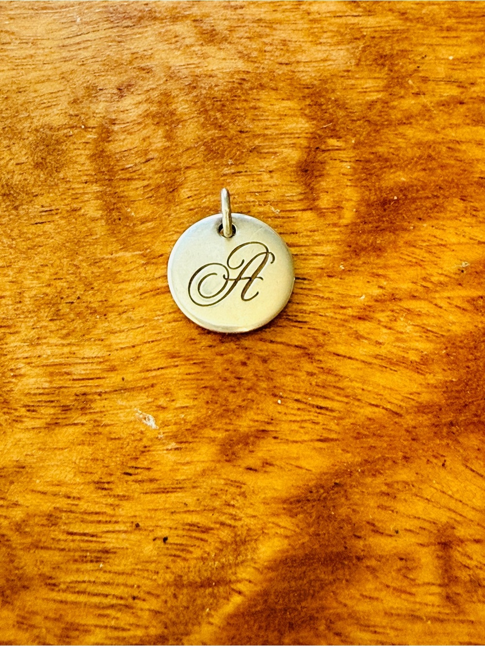 Tiffany & Co Silver Letter A Alphabet Initial Round Circle Notes Charm Pendant